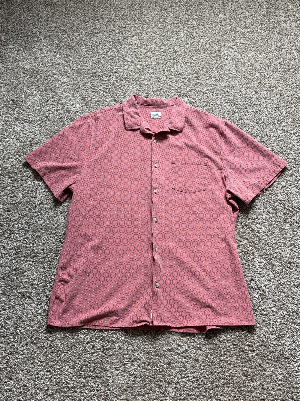 Fair Harbor Pink Patterned Short-Sleeve Button-Down Shirt